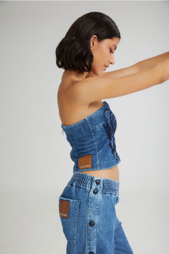 The Soft Serve Strapless Top Denim - Andreakou Concept Store