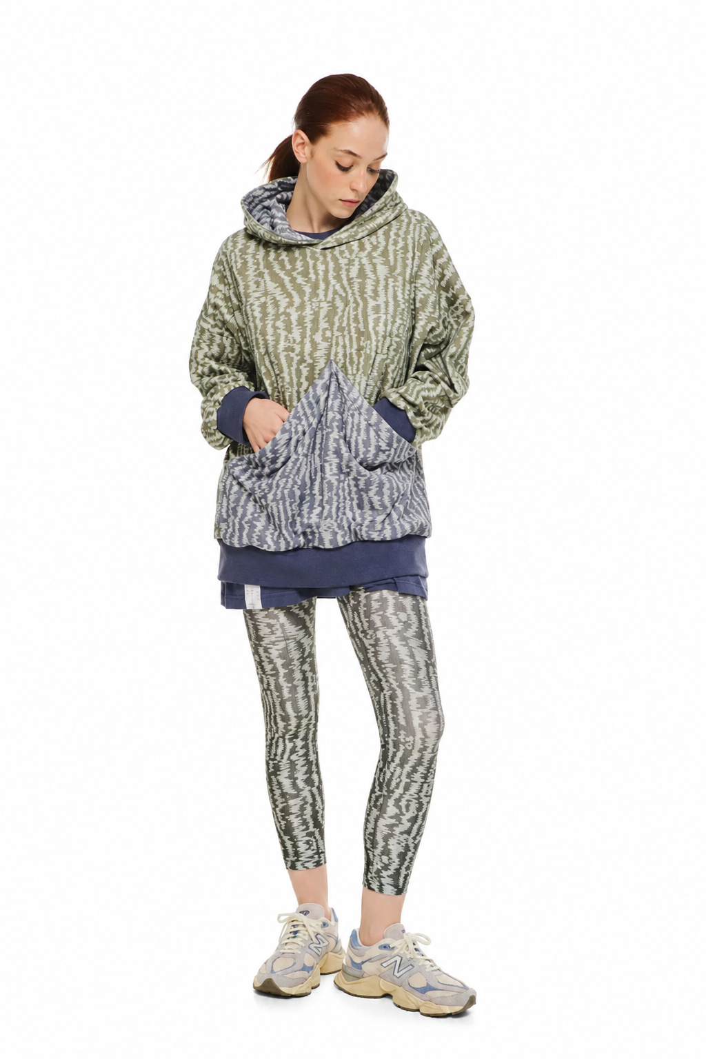 PCP patterned hoodie full-body view on white background