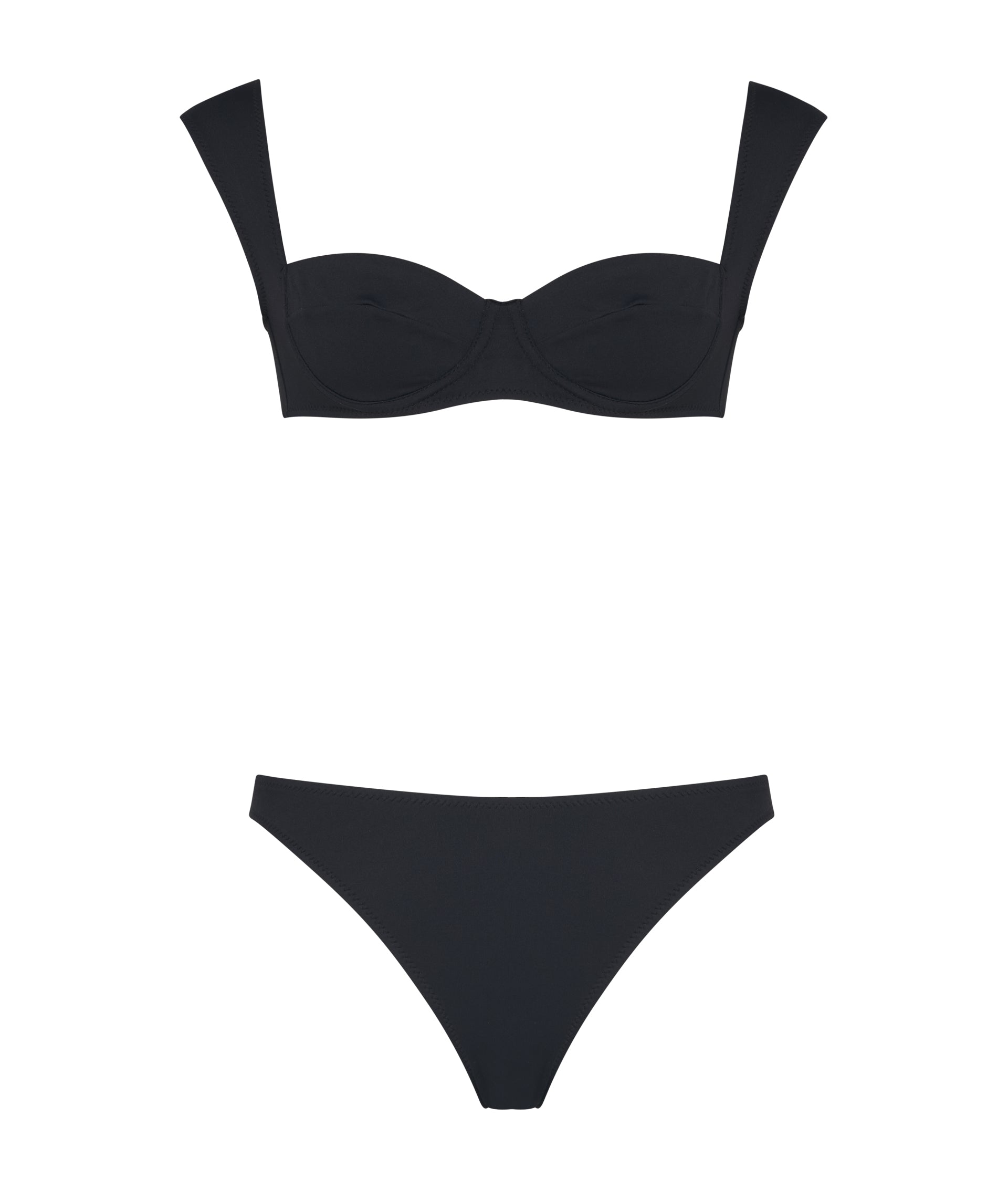 Black bikini set on a white background
