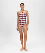 Irida Coral One-Piece Swimsuit – Halter Neck