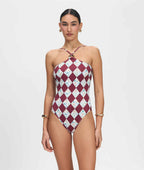 Irida Coral One-Piece Swimsuit – Halter Neck