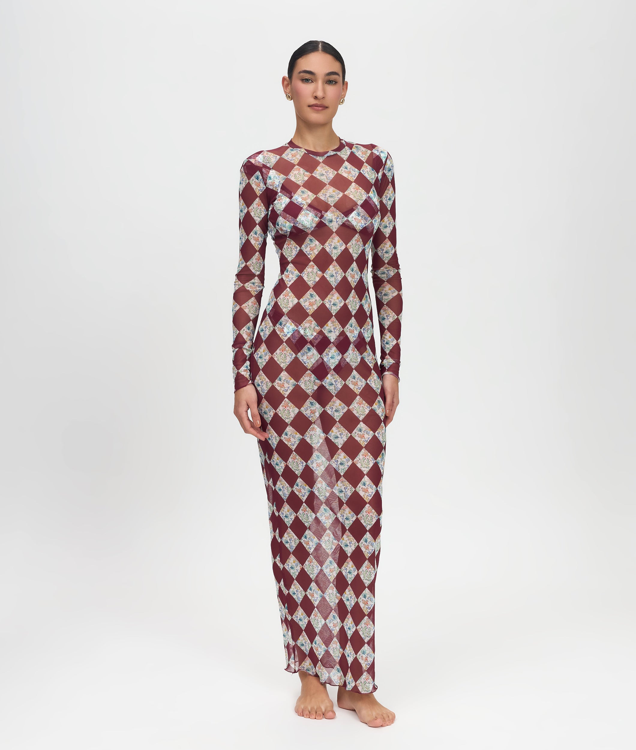 Carmen Coral Mesh Dress – Detachable Lining