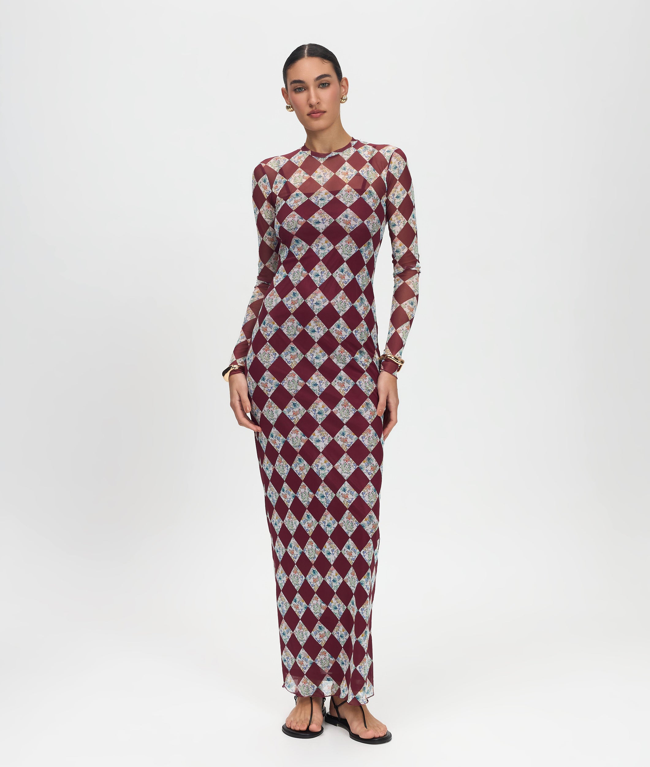 Carmen Coral Mesh Dress – Detachable Lining