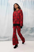 Flared Pants Flowers Red