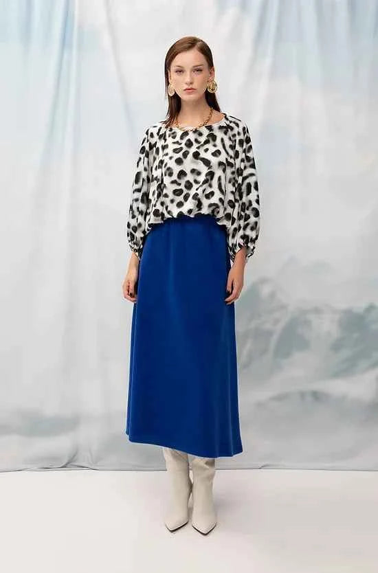 Knitted Cropped Top Leopard White