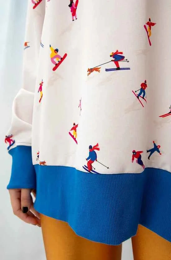 Oversized Printed Sweater Skiers