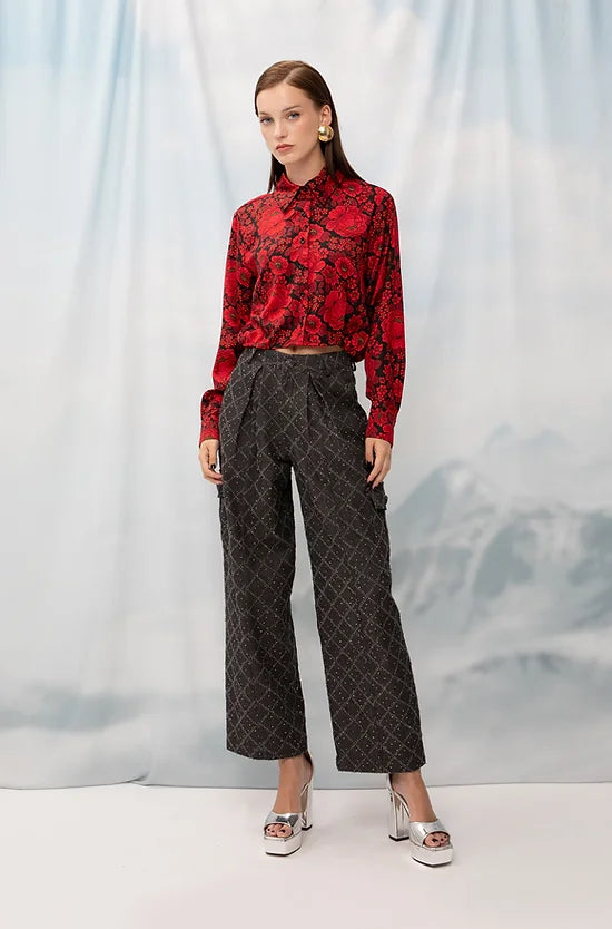 Cropped Shirt Flowers - Andreakou Concept Store