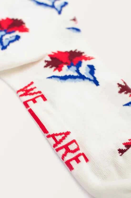 Unisex Socks Carnations Ivory