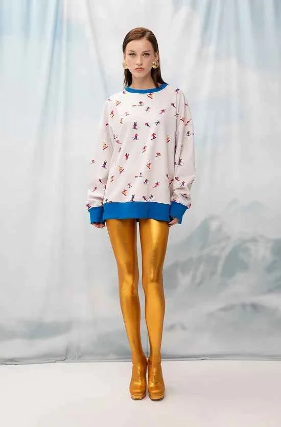 Oversized Printed Sweater Skiers