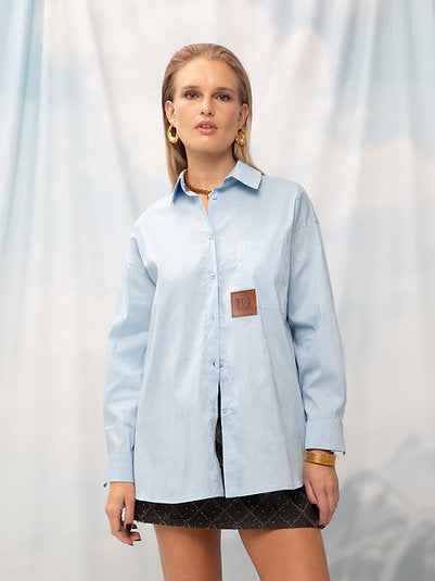 Oversized Poplin Shirt Sky Blue