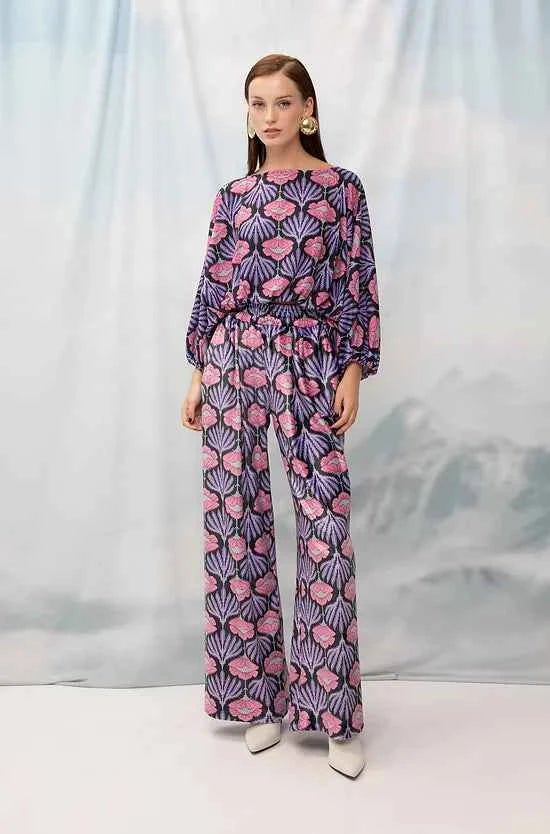 Velour Palazzo Pants Garland Black