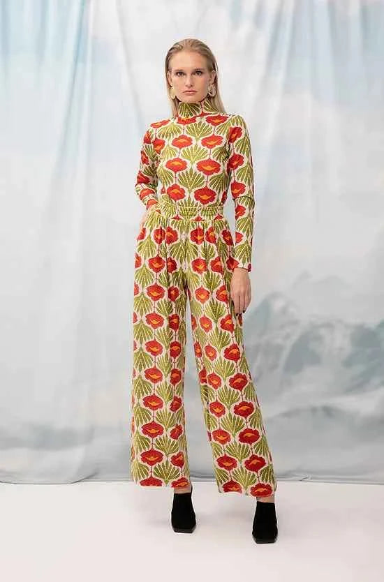 Velour Palazzo Pants Garland Ivory