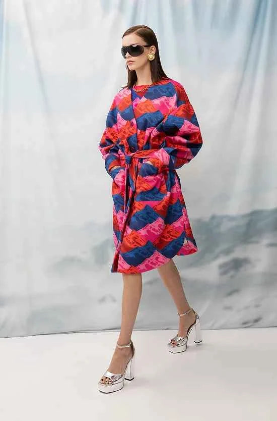 Oversized Coat Mountains Red
