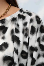 Knitted Cropped Top Leopard White