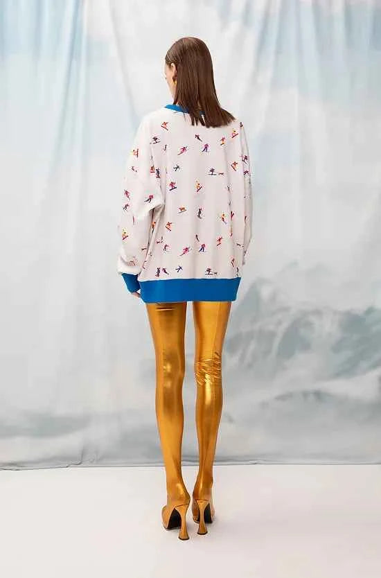 Oversized Printed Sweater Skiers