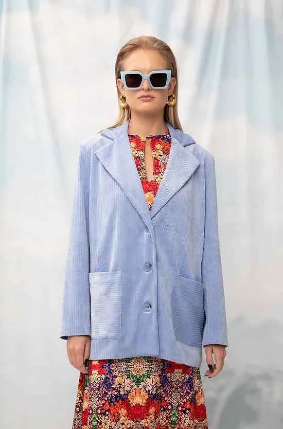 Corduroy Oversized Blazer Light Blue
