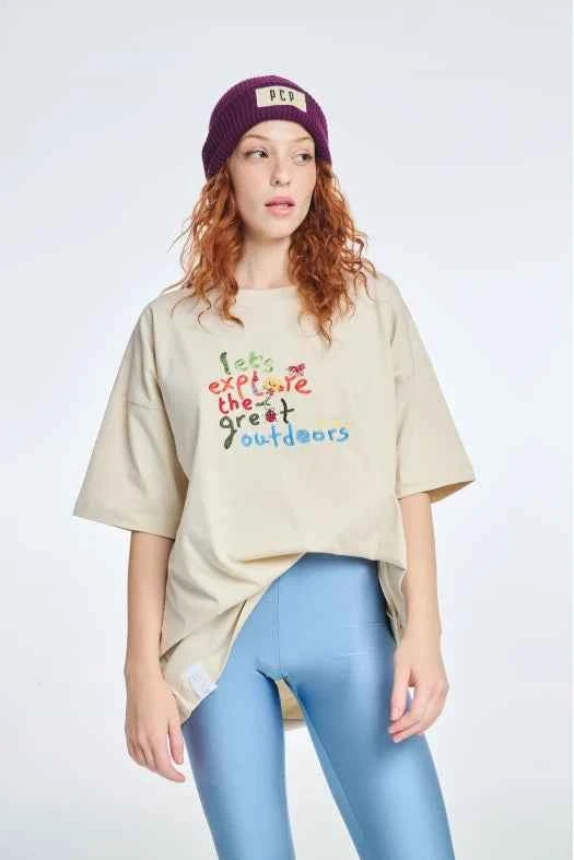 Short-Sleeve T-Shirt One color with embroidery l'ets explore