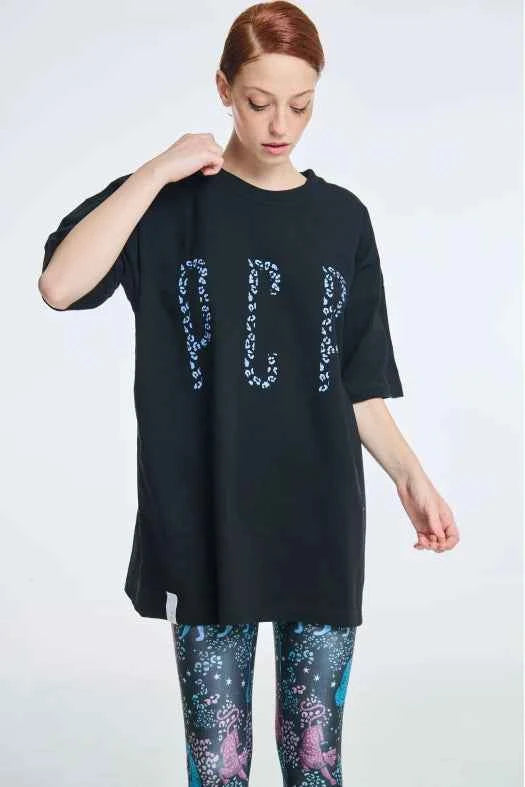 Short-Sleeve T-Shirt One color with Silk print Leopard