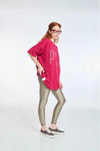Short-Sleeve T-Shirt One color with Silk print Leopard