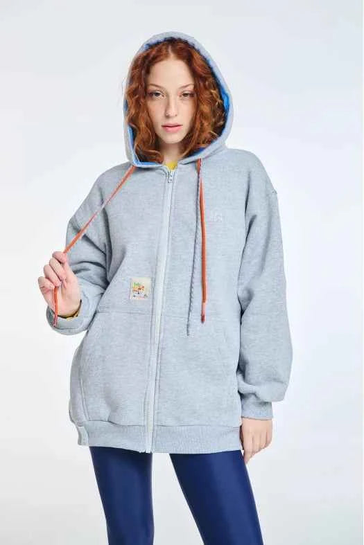 Zip Hoodie with Embroidery Let's Explore