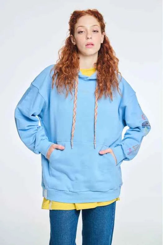 Hoodie with Embroidery and Silk print Off Road