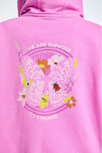 Zip Hoodie with Embroidery and Silk print Suppose to Change