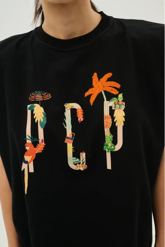 Γυναικειο Αμανικο Μπλουζακι με τυπωμα - Tropical - Andreakou Concept Store