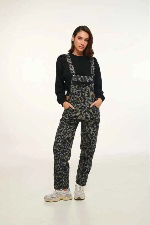 Woman Dungarees - Leopard Brown