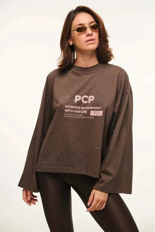Woman Longsleeve T-Shirt with print - MELANGE NATURE