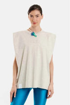 Woman Sleeveless T-Shirt with embossed pattern - Bubble Grey