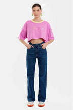 Woman Crop Top with embroidery - Stars