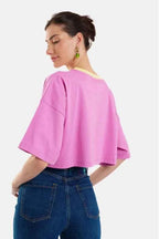 Woman Crop Top with embroidery - Stars