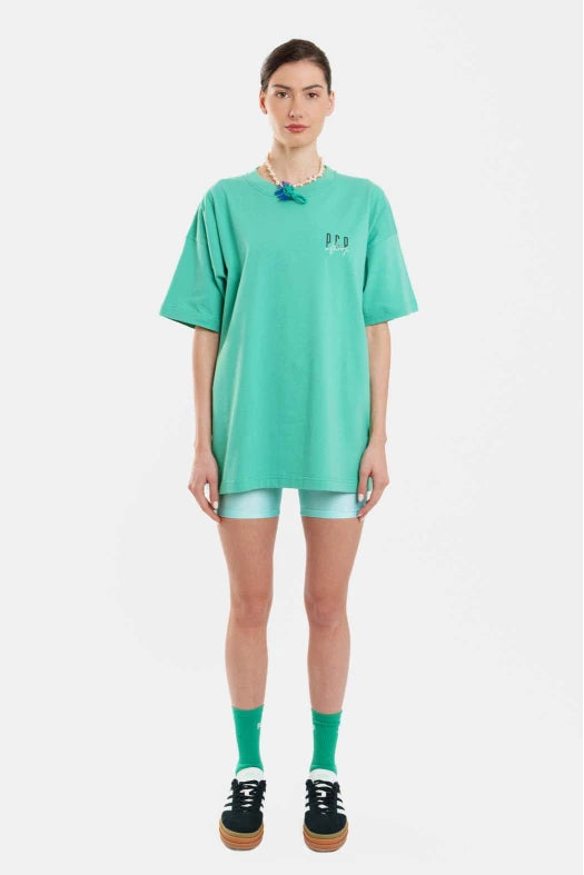 Woman Short Sleeve T-Shirt with silk print - Surf