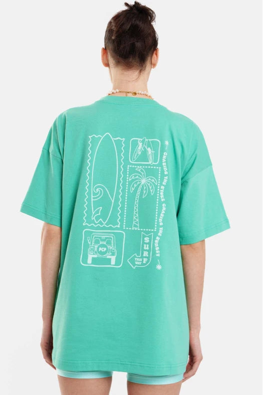 Woman Short Sleeve T-Shirt with silk print - Surf