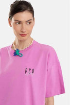 Woman Short Sleeve T-Shirt with silk print - Surf