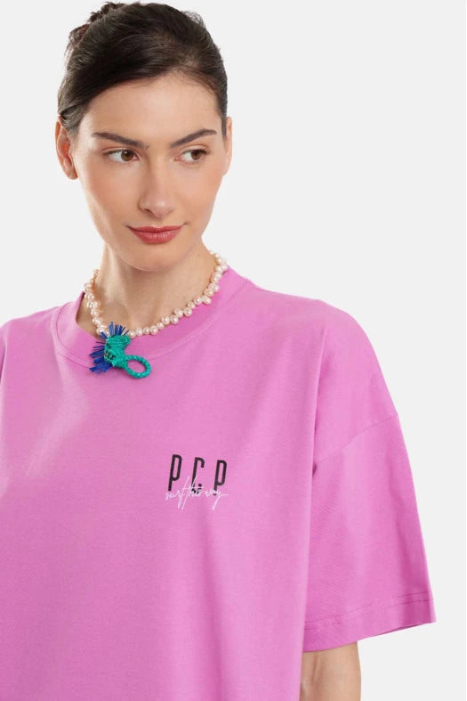 Woman Short Sleeve T-Shirt with silk print - Surf