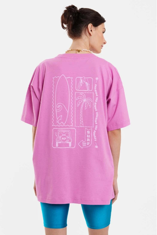 Woman Short Sleeve T-Shirt with silk print - Surf