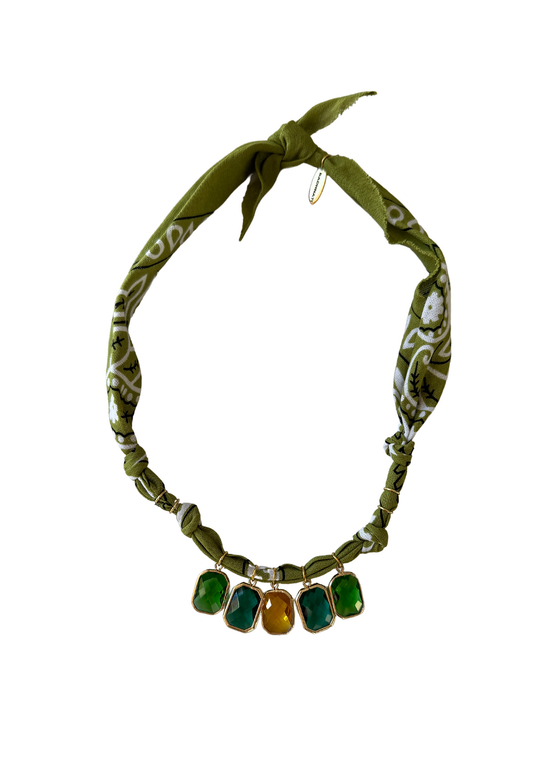 Λαδί κολιέ Wild Desert με πέτρες καμπουσόν - Andreakou Concept Store