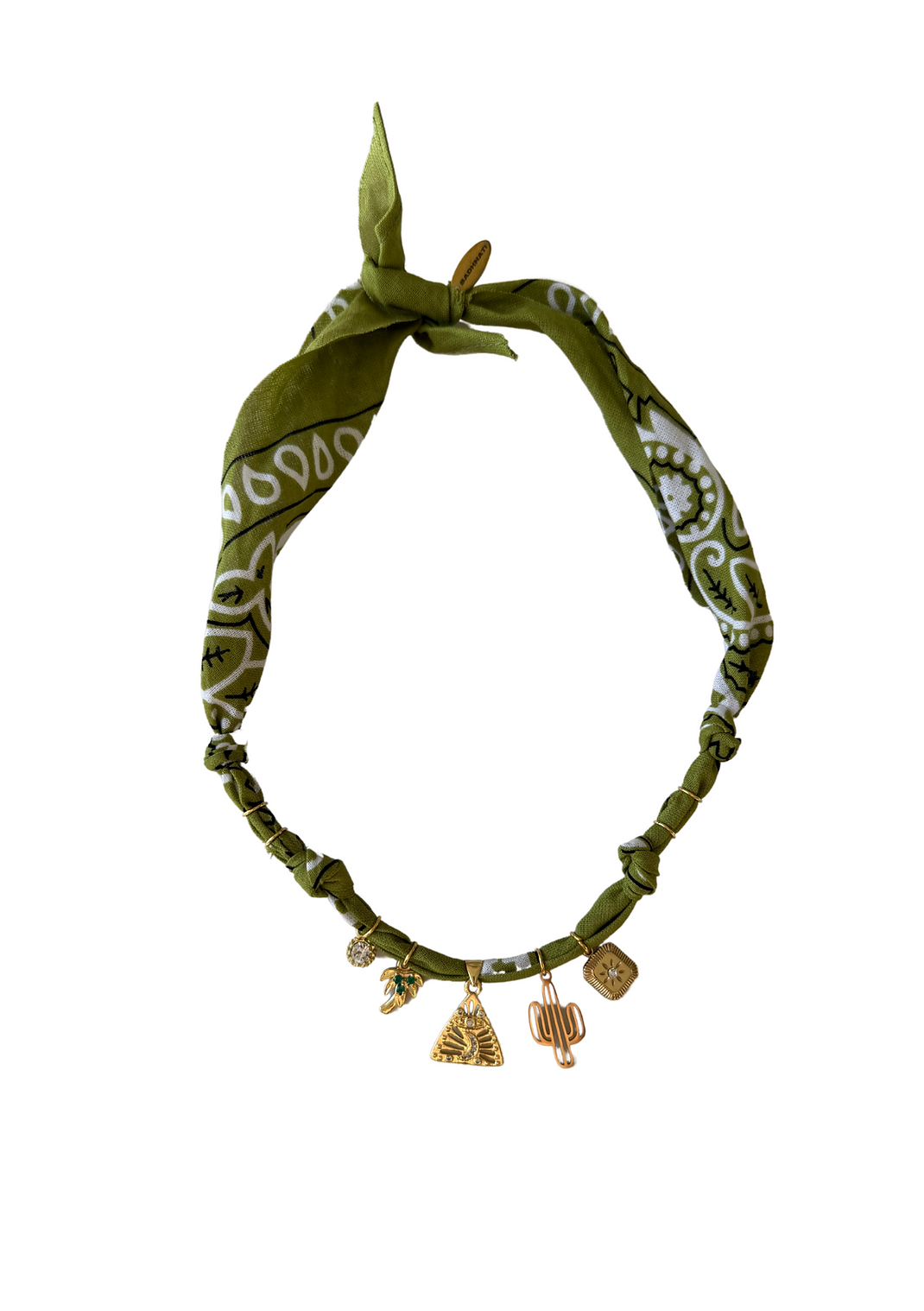 Λαδί κολιέ Wild Desert με χρυσή ράβδο φεγγαριού - Andreakou Concept Store