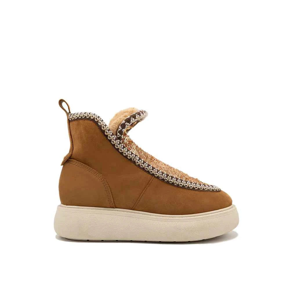 Kiki - Camel | Nubuck and Sequin Ankle Boots