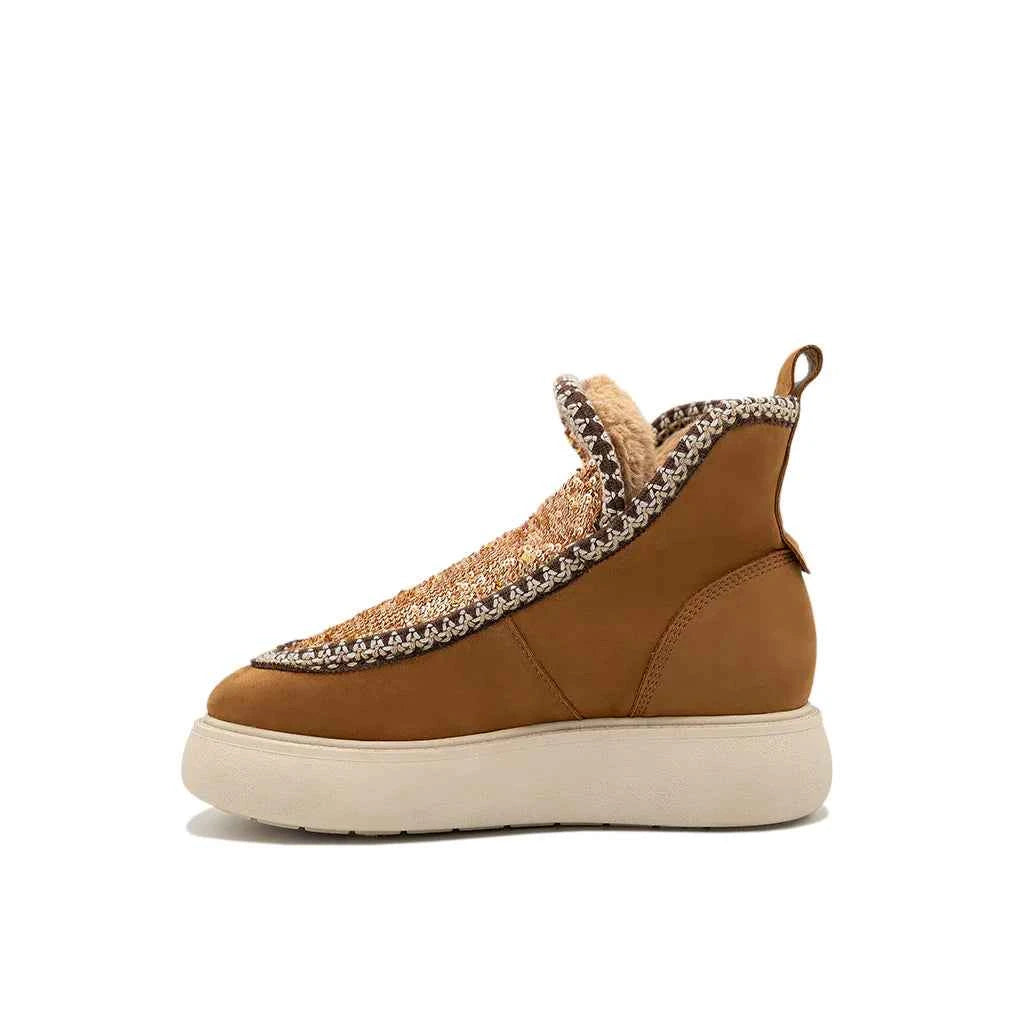 Kiki - Camel | Nubuck and Sequin Ankle Boots