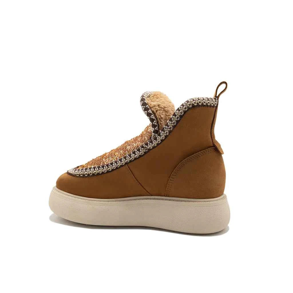 Kiki - Camel | Nubuck and Sequin Ankle Boots