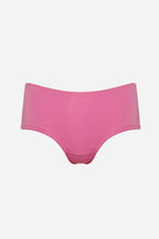 Pink high-waisted bikini bottom on a white background