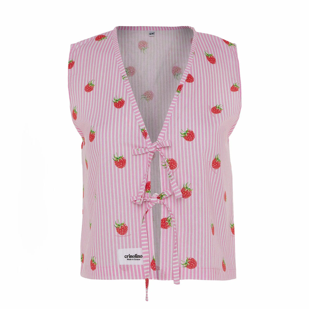 RASPBERRY STRIPES Sleeveless Shirt - Andreakou Concept Store