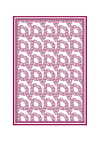 Pink geometric patterned rug on a white background