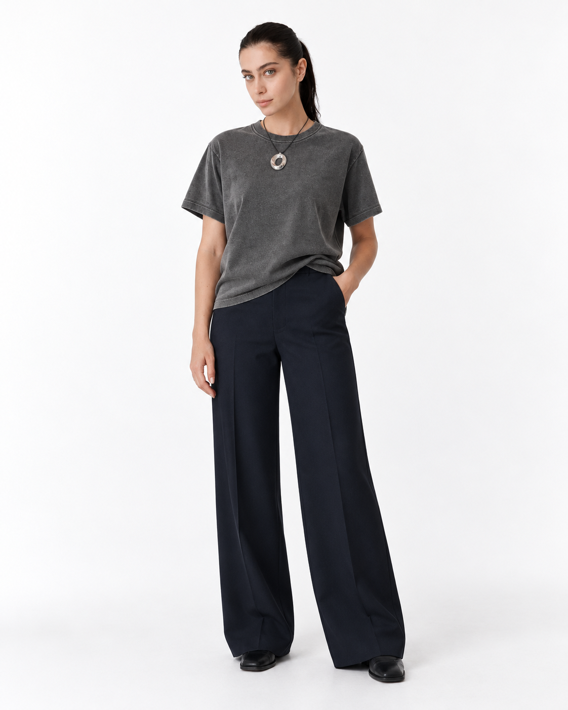 Women's Oversized Washed Grey T-Shirt