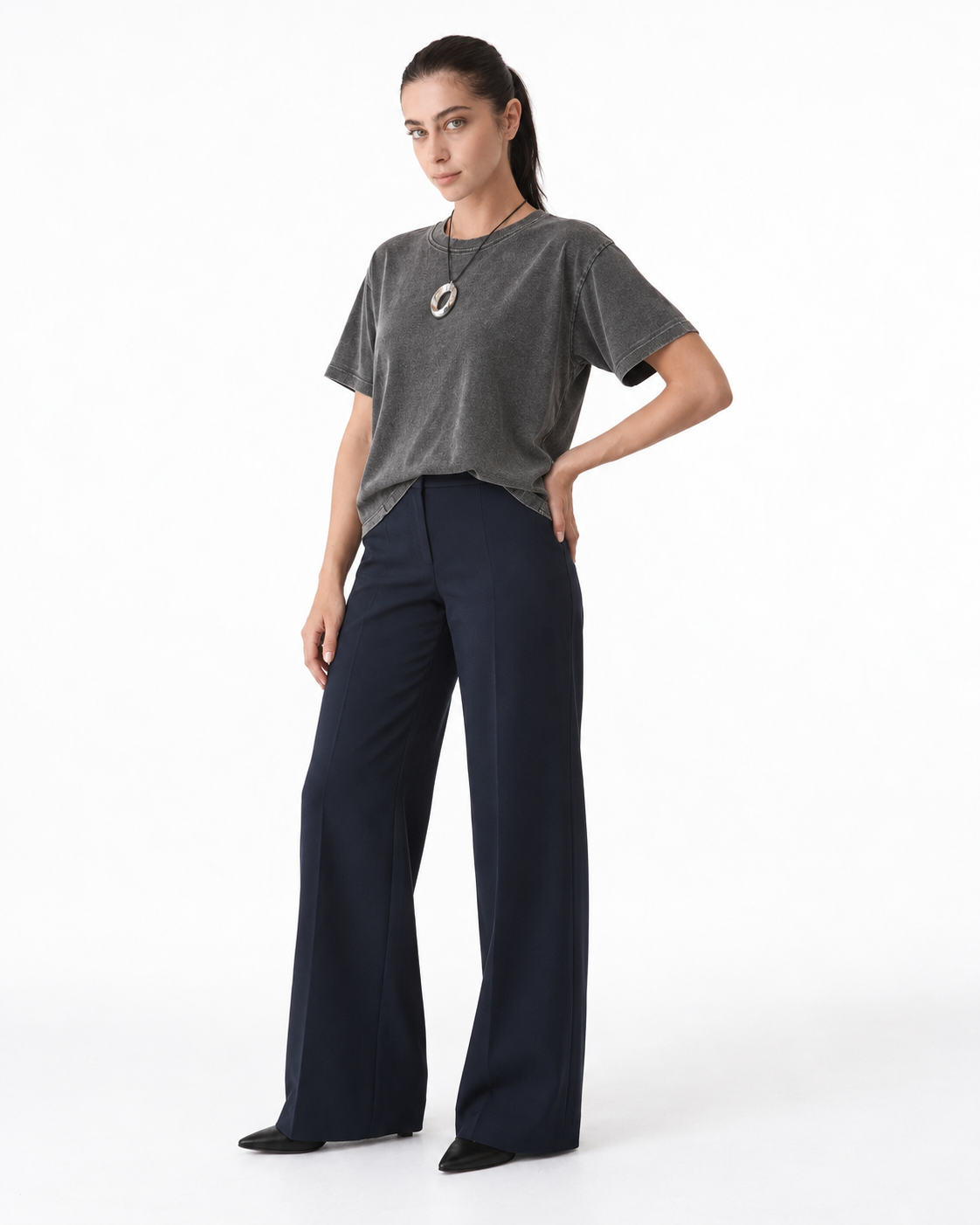 Women's Oversized Washed Grey T-Shirt