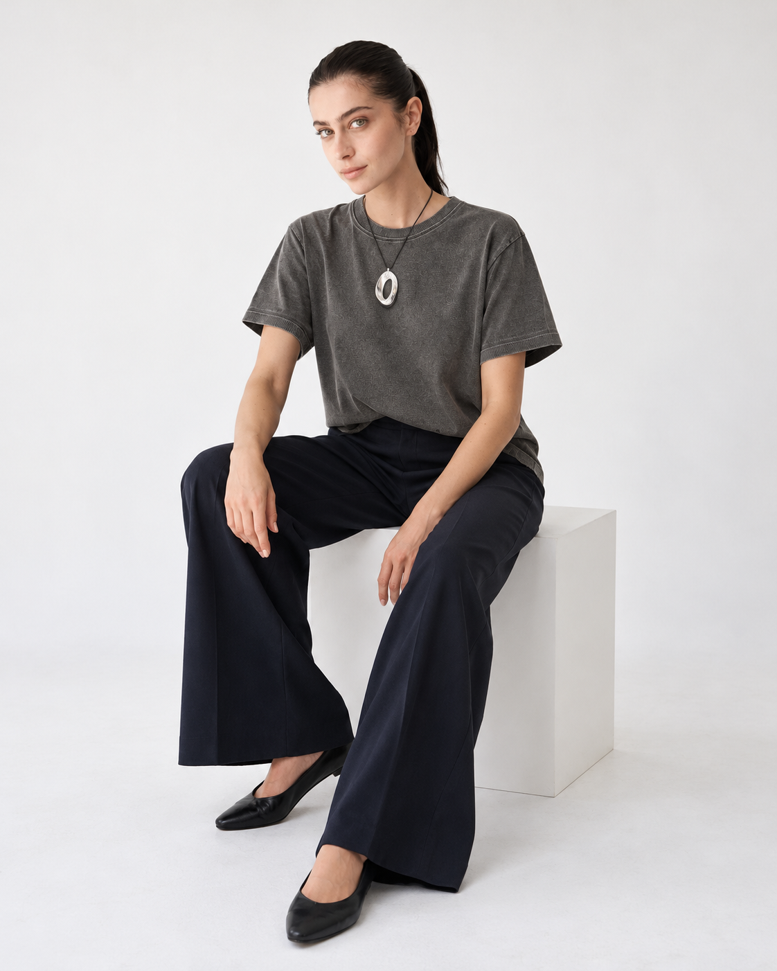 Women's Oversized Washed Grey T-Shirt