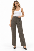 High-Waist Houndstooth Tailored Trousers