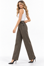 High-Waist Houndstooth Tailored Trousers